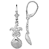 Sterling Silver Scallop Shell and Starfish Dangle Earrings