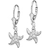 Sterling Silver Small Starfish Leverback Earrings