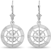 Leverback Compass Earrings Sterling Silver