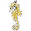 Sterling Silver 1in Seahorse Pendant with Yellow Enamel