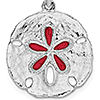 Sterling Silver 3/4in Magenta Enamel Sand Dollar Pendant 