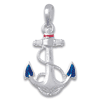 Sterling Silver Anchor Pendant with Blue Enamel 1 1/4in