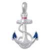 Sterling Silver Anchor Pendant with Blue Enamel 1in