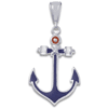 Sterling Silver Anchor Pendant with Blue Enamel Arms 1 1/4in