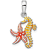 Sterling Silver 5/8in Starfish and Seahorse Pendant with Enamel