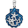 Sterling Silver 1in Starfish Scene Shell Pendant with Enamel