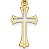 14k Two-Tone Gold 5/8in Polished Budded Cross
