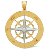 14k Two-tone Gold Nautical Compass Pendant 7/8in