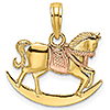 14k Yellow Gold Rocking Horse Pendant with Rose Gold Saddle