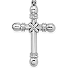 14kt White Gold 1in Beaded and Wrapped Cross Pendant 