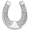 14kt White Gold 5/8in Beaded Horseshoe Pendant