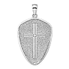 14kt White Gold 1in Cross Shield Pendant Joshua 1:9