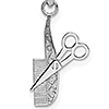 14k White Gold Textured Hairdresser Comb and Scissors Pendant