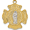14k Two-tone Gold 3/4 St Florian Firefighter Shield Medal