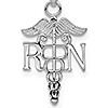 14k White Gold 3/4in RN Nurse Caduceus Pendant