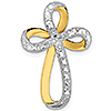 14k Two-Color Gold Twisted Cross Pendant 3/4in