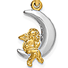 14kt Two-Color Gold 1/2in Angel Moon Pendant