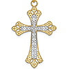 14k Two-two Gold 1 1/8in Scalloped Edge Cross Pendant