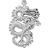 14k White Gold 3-D Dragon Pendant 7/8in