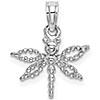 14k White Gold 2-D Small Dragonfly Pendant 
