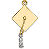 14k Two-Tone Gold 1in Graduation Cap Pendant 