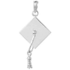 14kt White Gold 1in Graduation Cap Pendant with Moveable Tassel