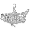 14kt White Gold 1in Bass Fish Pendant