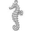 14kt White Gold Textured Seahorse Pendant 1in