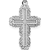 14k White Gold 3/4in Lace Cross Pendant