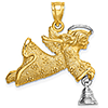 14k Two-tone Gold 1in Angel with Moveable Bell Pendant
