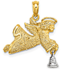 14k Two-tone Gold 3/4in Angel with Moveable Bell Pendant