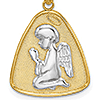 14k Two-tone Gold Angel Praying with Halo Pendant