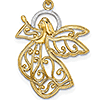 14kt Two-tone Gold 5/8in Cut-Out Flying Angel Pendant