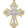 14kt Two-tone Gold Beaded Texture Cross Pendant 1in