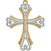 14kt Two-Color Gold 1in Fancy Cross Pendant