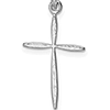 14k White Gold Tapered Stick Cross Pendant 3/4in