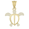14kt Two-Tone Gold 7/8in Sea Turtle Pendant