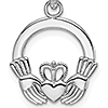 14k White Gold Small Round Claddagh Pendant