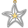 14k Two-Tone Gold Cut-Out Starfish Pendant 7/8in