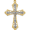 14kt Two-Color Gold Filigree Passion Cross Pendant 1.5in
