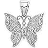 14k White Gold Butterfly Pendant with Bead Accents 3/4in