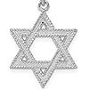 14k White Gold 5/8in Star of David Pendant with Textured Finish