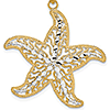 14kt Two-Tone Gold 1 1/8in Filigree Starfish Pendant