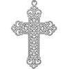 14k White Gold 1 1/8in Filigree Rope Frame Cross Pendant