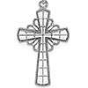 14k White Gold 1in Cross Pendant with Grid Pattern