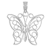 14k White Gold 5/8in Cut-Out Butterfly Pendant 