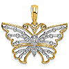 14k Two-Tone Gold Cut-Out Butterfly Pendant 3/4in