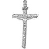 14k White Gold 2-D Textured INRI Crucifix Pendant 1 5/8in