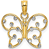 14k Two-Tone Gold Butterfly Pendant with Circle Accents 1/2in