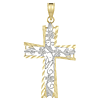 14kt Two-Tone Gold 1in Diamond-cut Flower Cross
